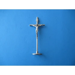 Krzyż stojący metalowy niklowany 10,5 cm